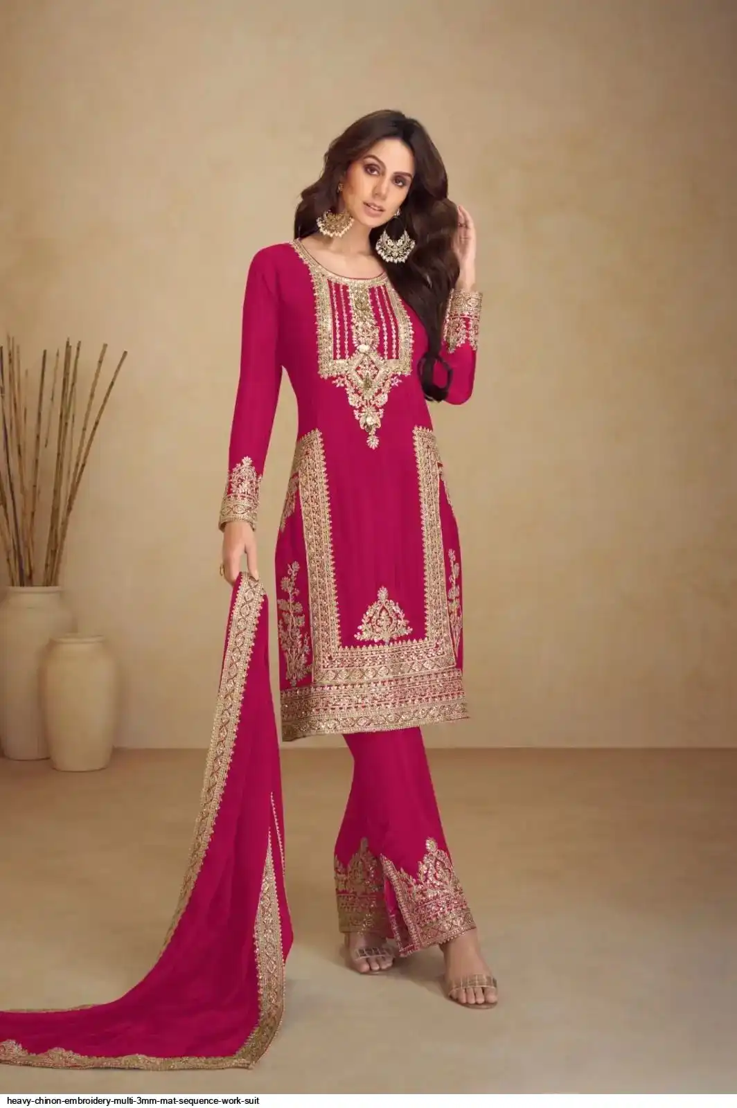 HEAVY CHINON EMBROIDERY MULTI 3MM MAT SEQUENCE WORK SUIT 4