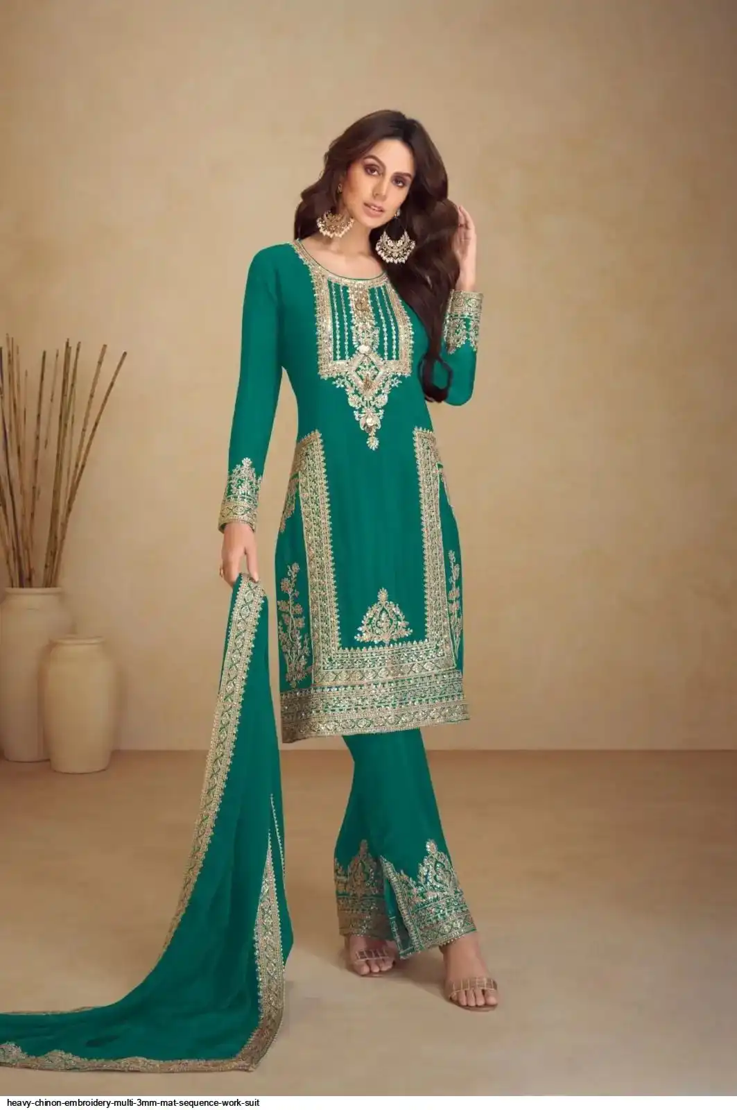 HEAVY CHINON EMBROIDERY MULTI 3MM MAT SEQUENCE WORK SUIT 2