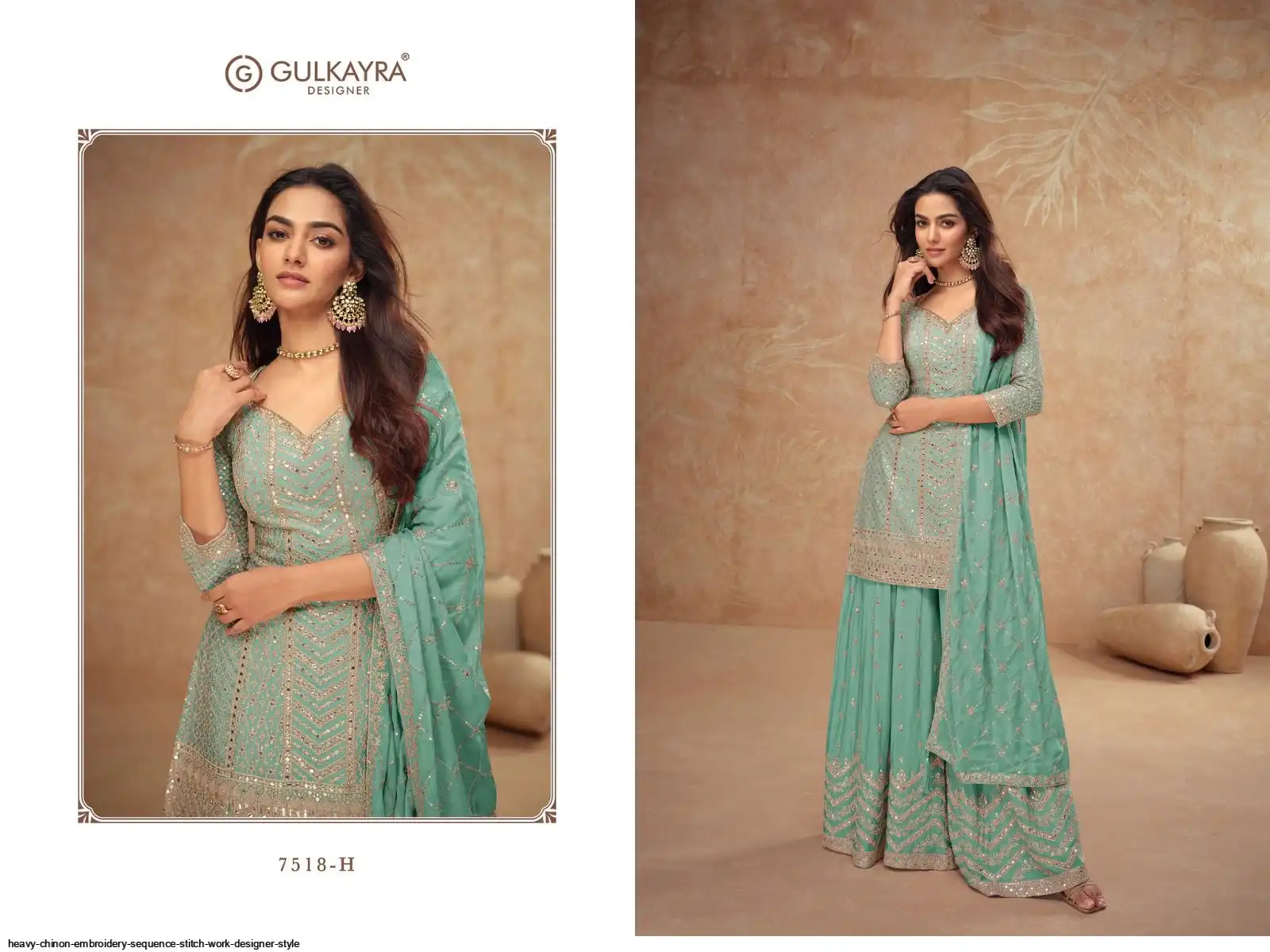 HEAVY CHINON EMBROIDERY SEQUENCE STITCH WORK DESIGNER STYLE 3