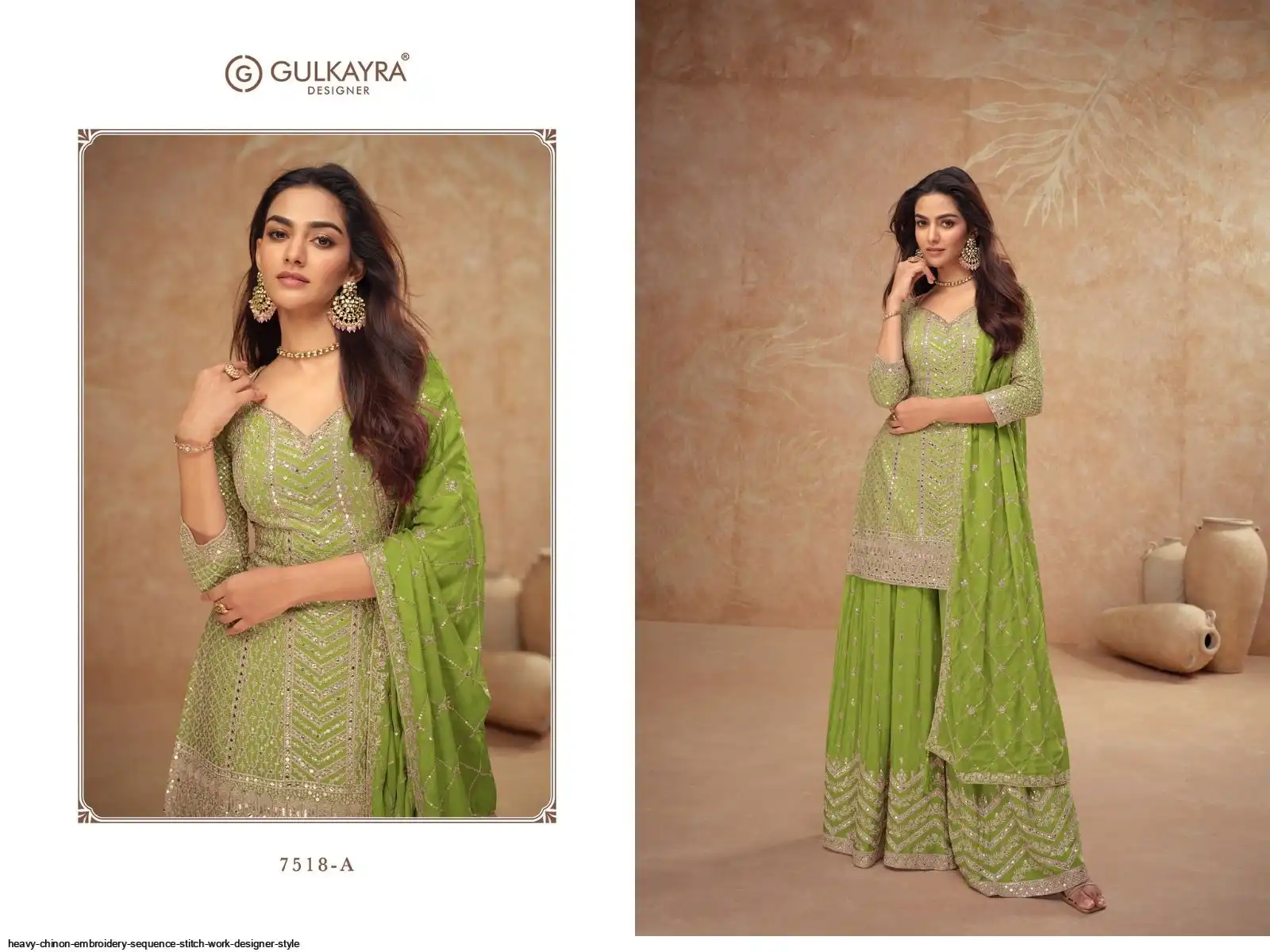 HEAVY CHINON EMBROIDERY SEQUENCE STITCH WORK DESIGNER STYLE 6