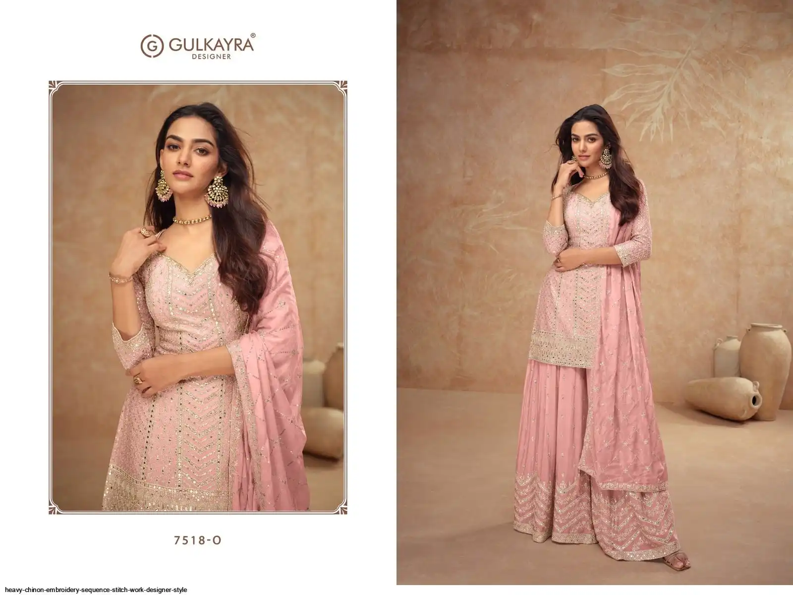 HEAVY CHINON EMBROIDERY SEQUENCE STITCH WORK DESIGNER STYLE 7