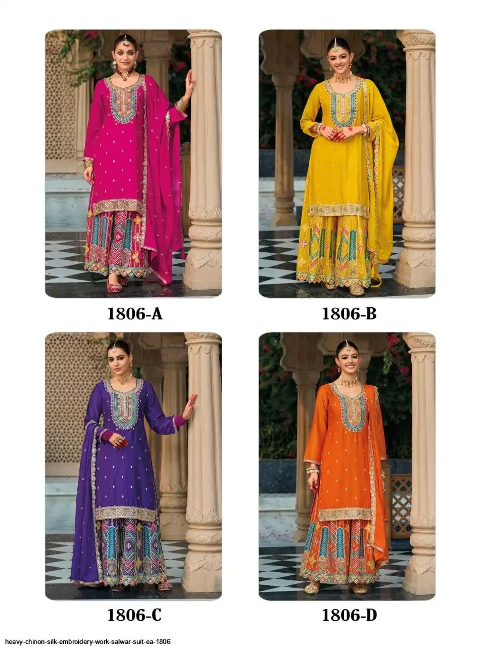 HEAVY CHINON SILK EMBROIDERY WORK SALWAR SUIT EA 1806