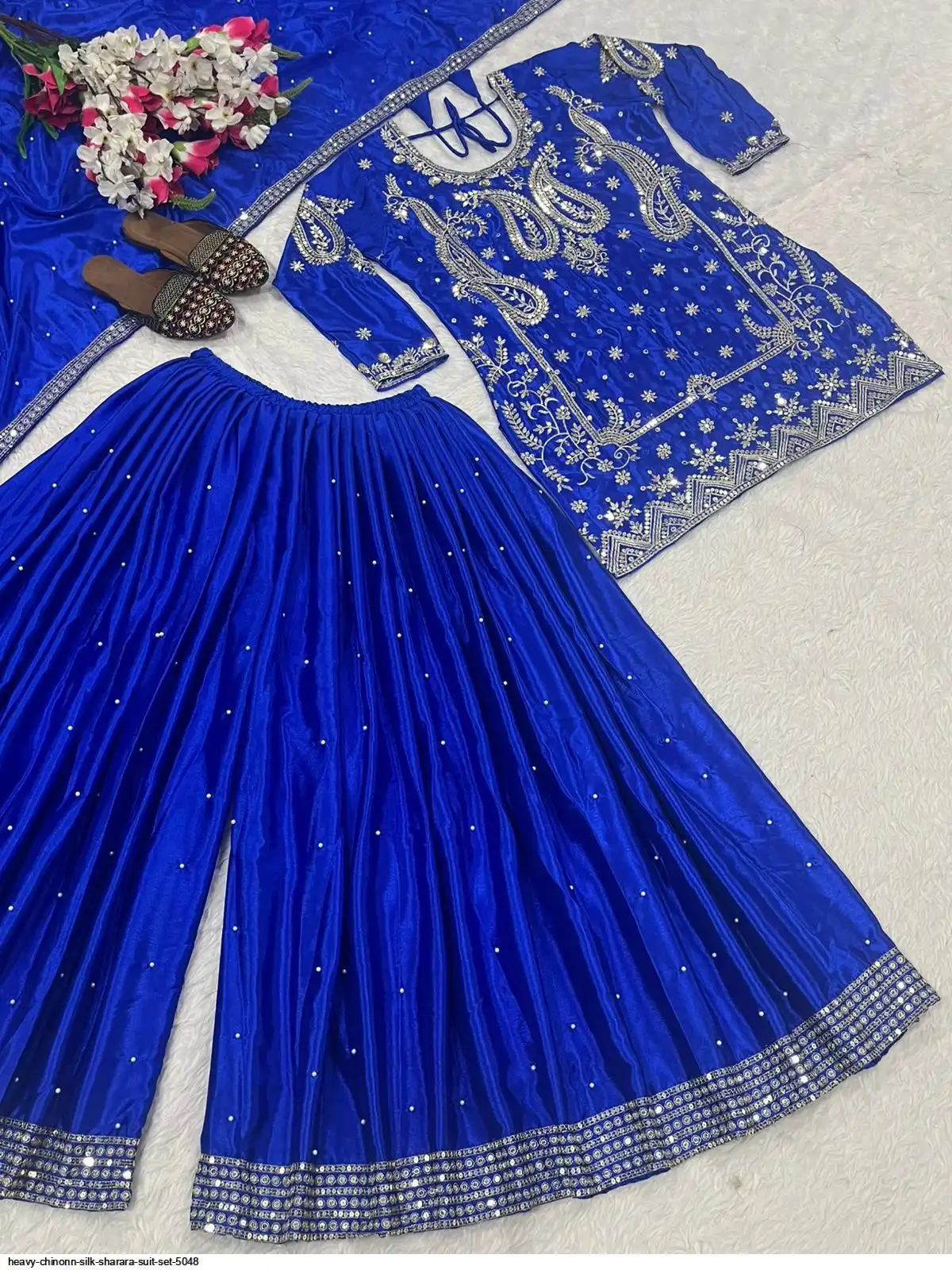 HEAVY CHINONN SILK SHARARA SUIT SET 5048 A