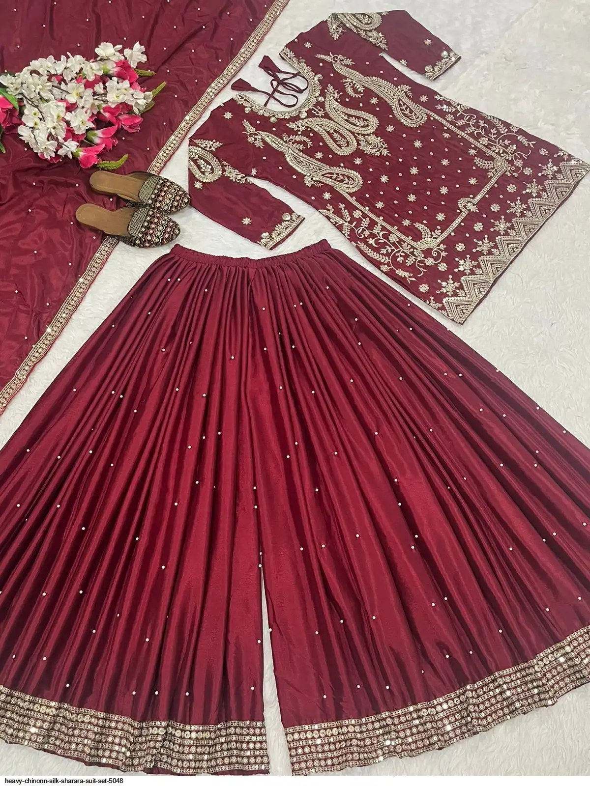 HEAVY CHINONN SILK SHARARA SUIT SET 5048 B