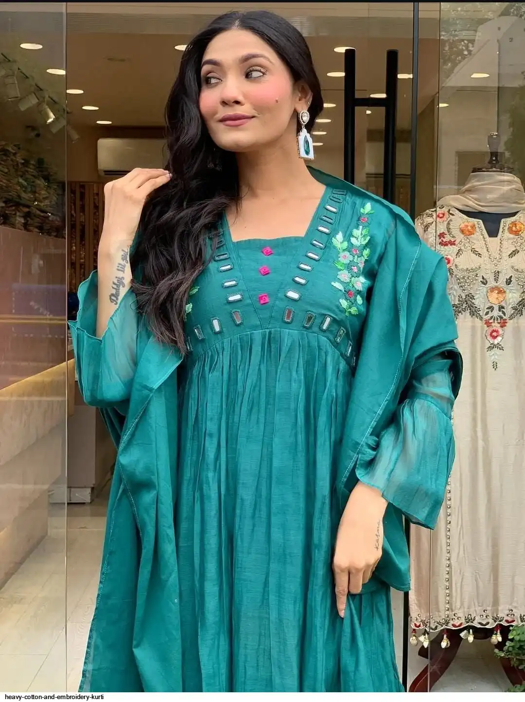 HEAVY COTTON AND EMBROIDERY KURTI