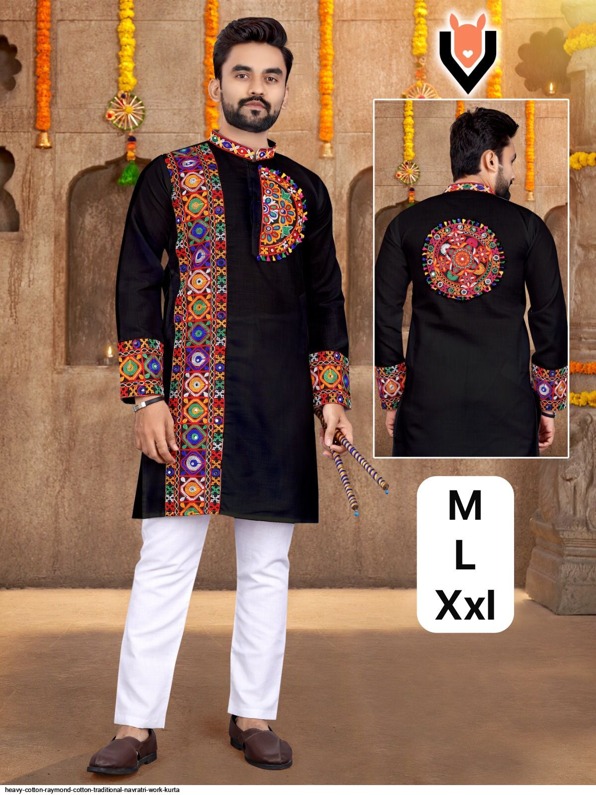 Heavy Cotton Raymond Cotton traditional navratri work kurta