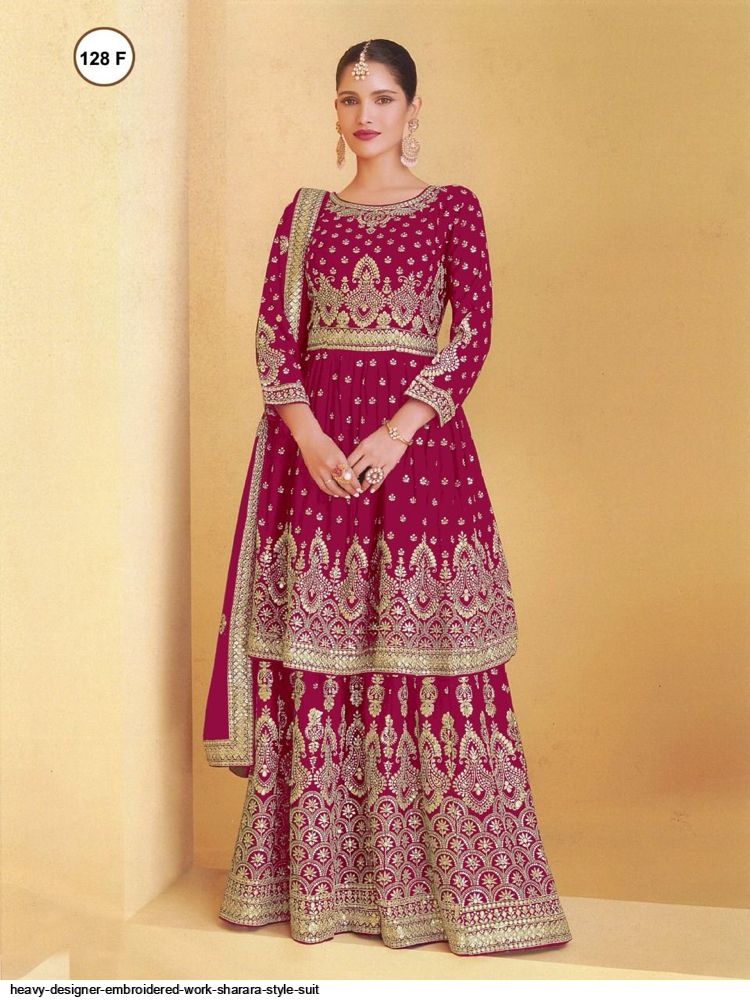 Multi Heavy Designer Readymade Sharara Suit With Embroidery Sequence Work