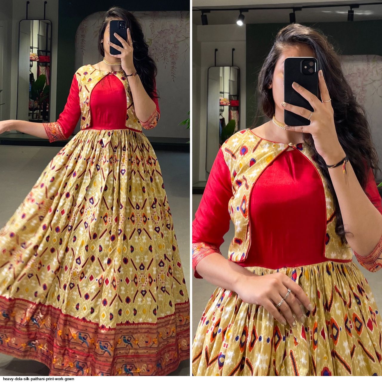 Pure Paithani High-Low Kurta with Skirt – Label Soniya Saanchi