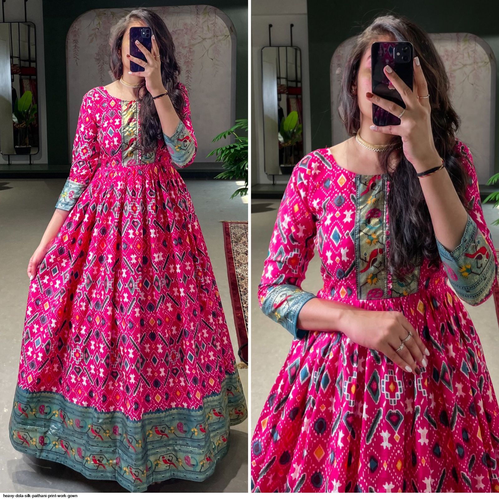 Beautiful Paithani Dress Pink Customise Customise : The Morani Fashion