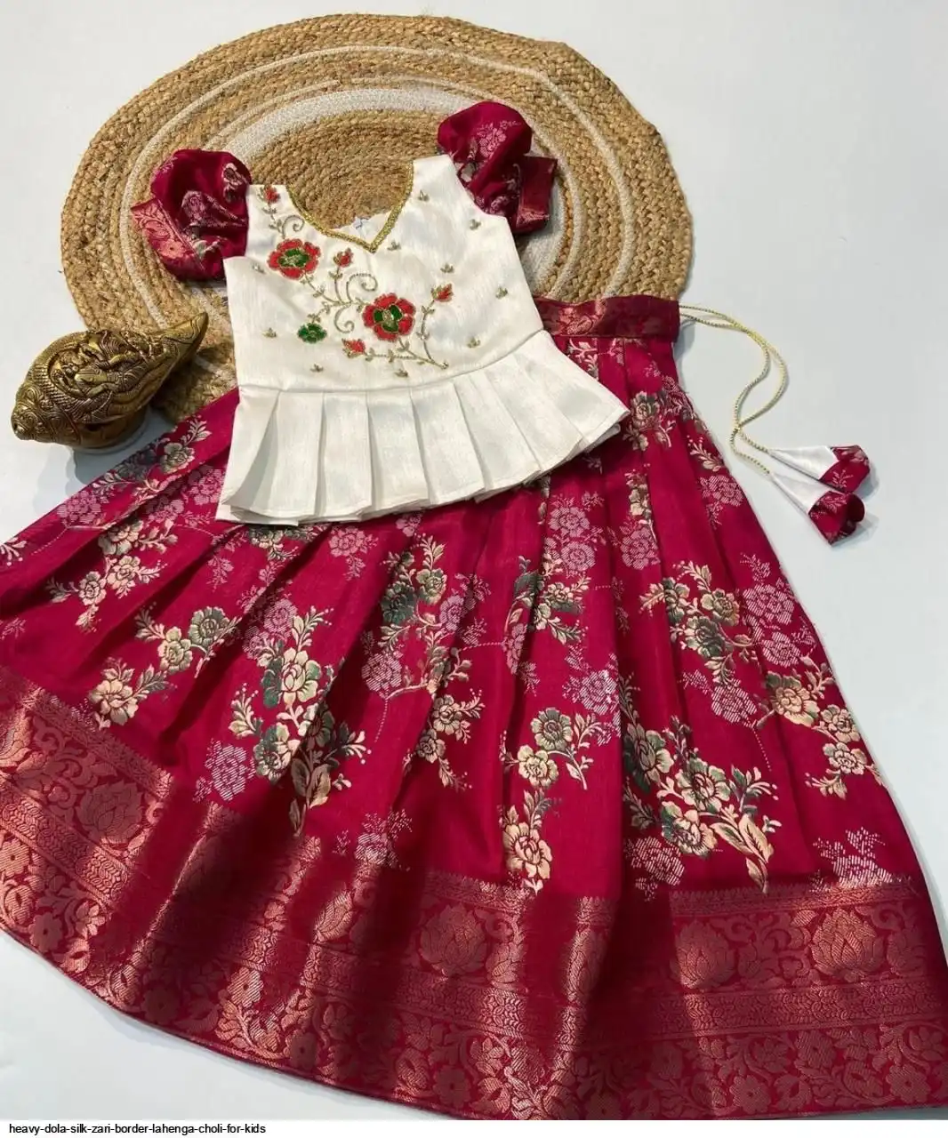 HEAVY DOLA SILK ZARI BORDER LAHENGA CHOLI FOR KIDS 7