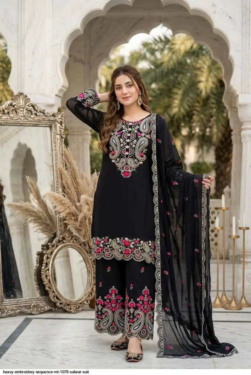HEAVY EMBROIDERY SEQUENCE MT 1078 SALWAR SUIT 1