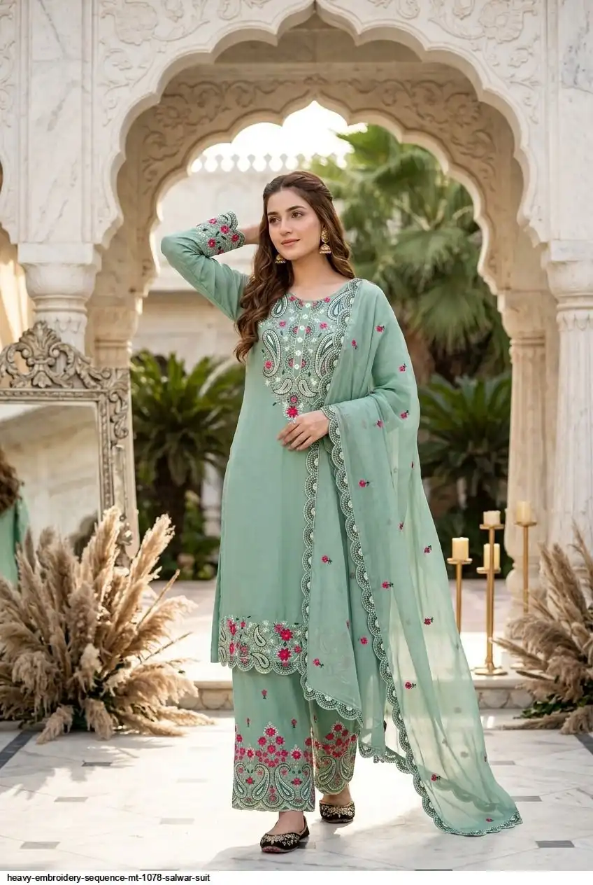 HEAVY EMBROIDERY SEQUENCE MT 1078 SALWAR SUIT 2