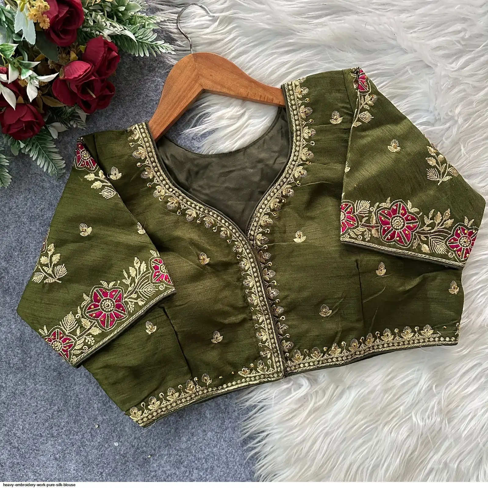 HEAVY EMBROIDERY WORK PURE SILK BLOUSE 1