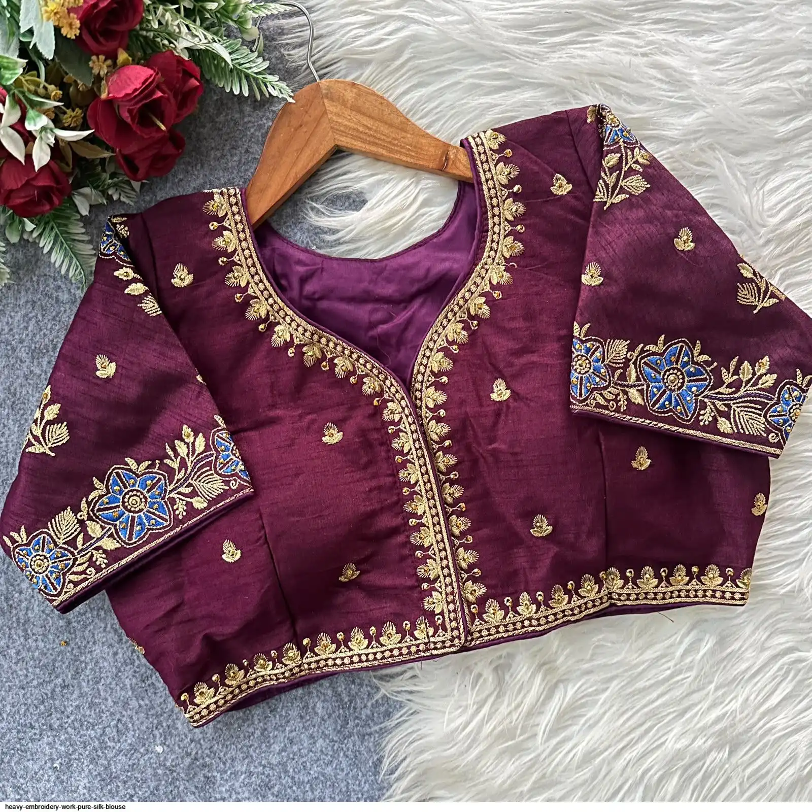 HEAVY EMBROIDERY WORK PURE SILK BLOUSE 2