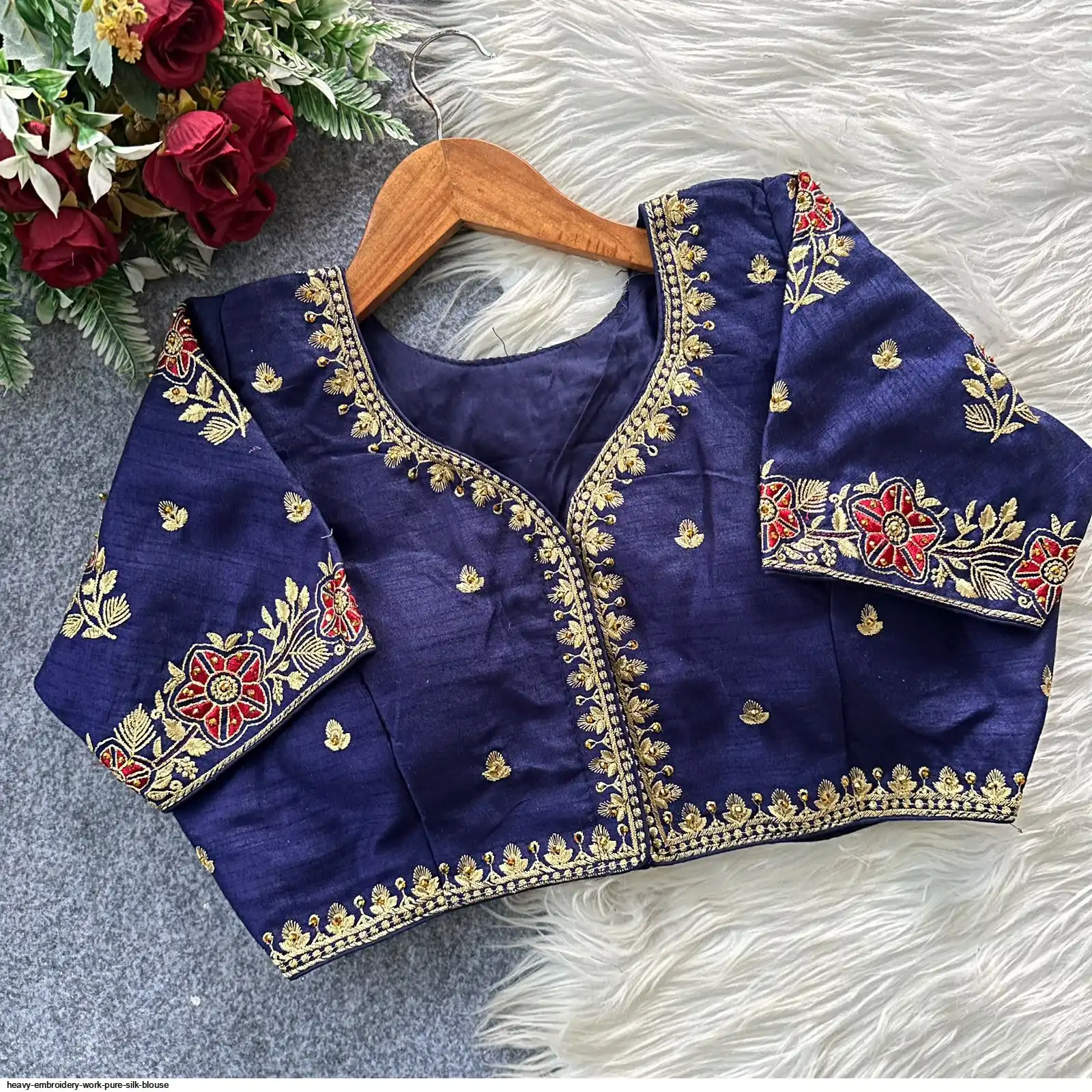 HEAVY EMBROIDERY WORK PURE SILK BLOUSE 3