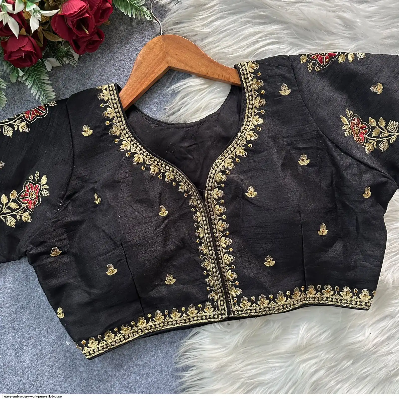 HEAVY EMBROIDERY WORK PURE SILK BLOUSE 5