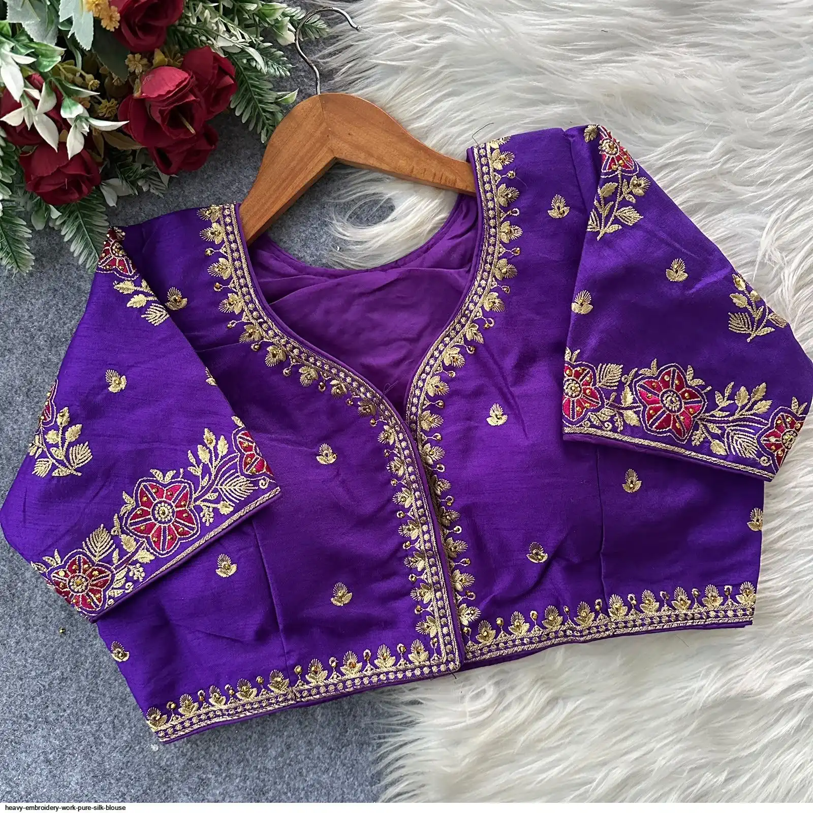 HEAVY EMBROIDERY WORK PURE SILK BLOUSE 4
