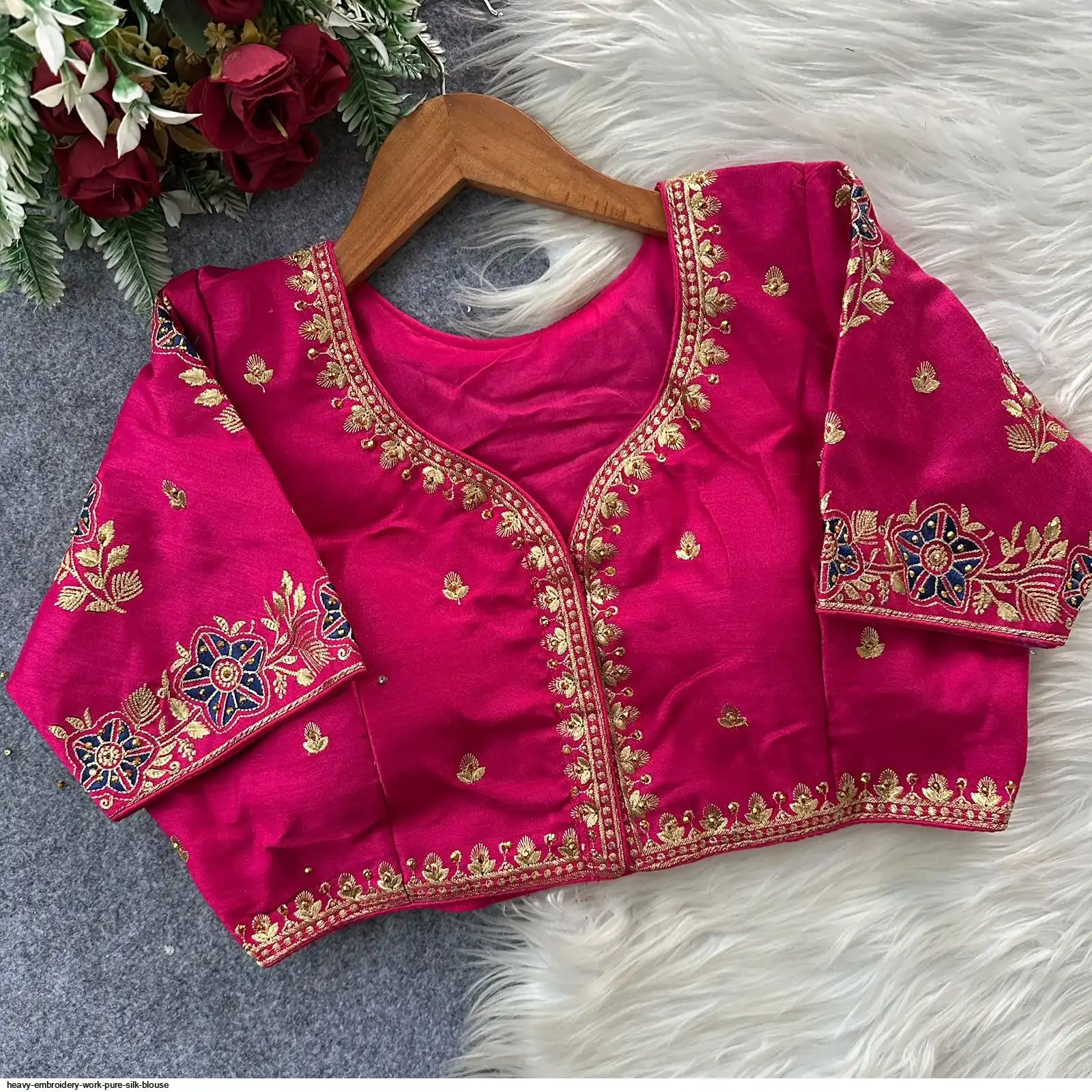 HEAVY EMBROIDERY WORK PURE SILK BLOUSE 8