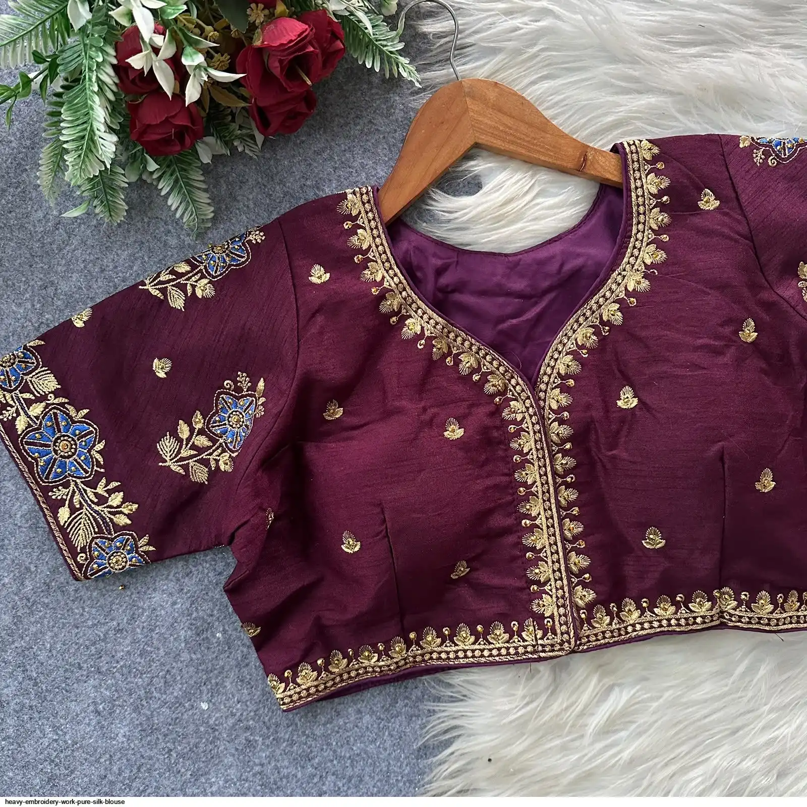 HEAVY EMBROIDERY WORK PURE SILK BLOUSE 7
