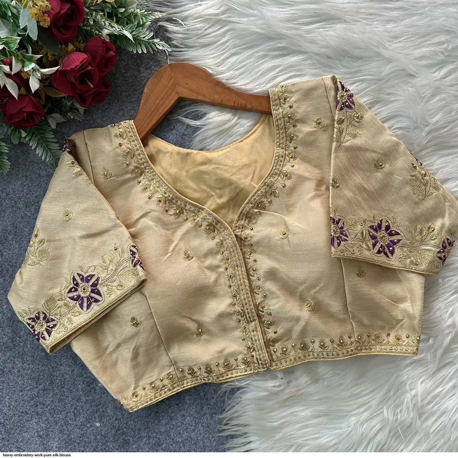 HEAVY EMBROIDERY WORK PURE SILK BLOUSE 6