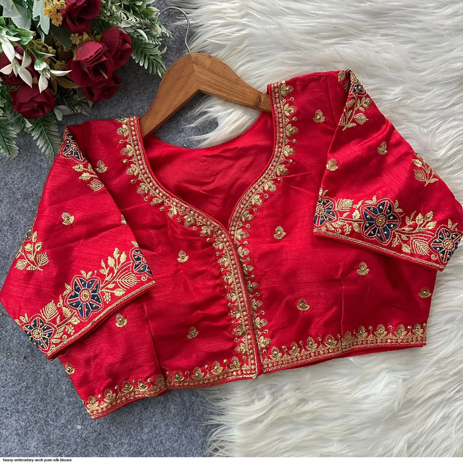 HEAVY EMBROIDERY WORK PURE SILK BLOUSE 9