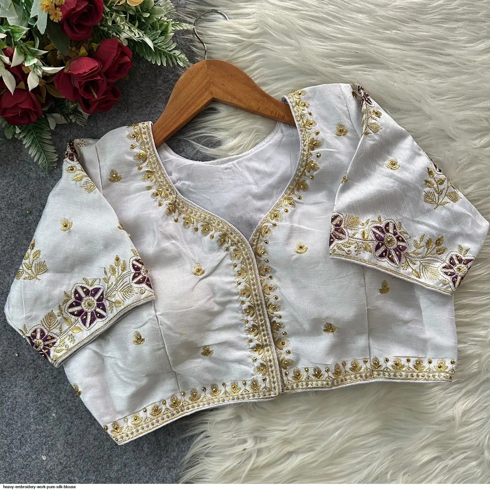 HEAVY EMBROIDERY WORK PURE SILK BLOUSE 10