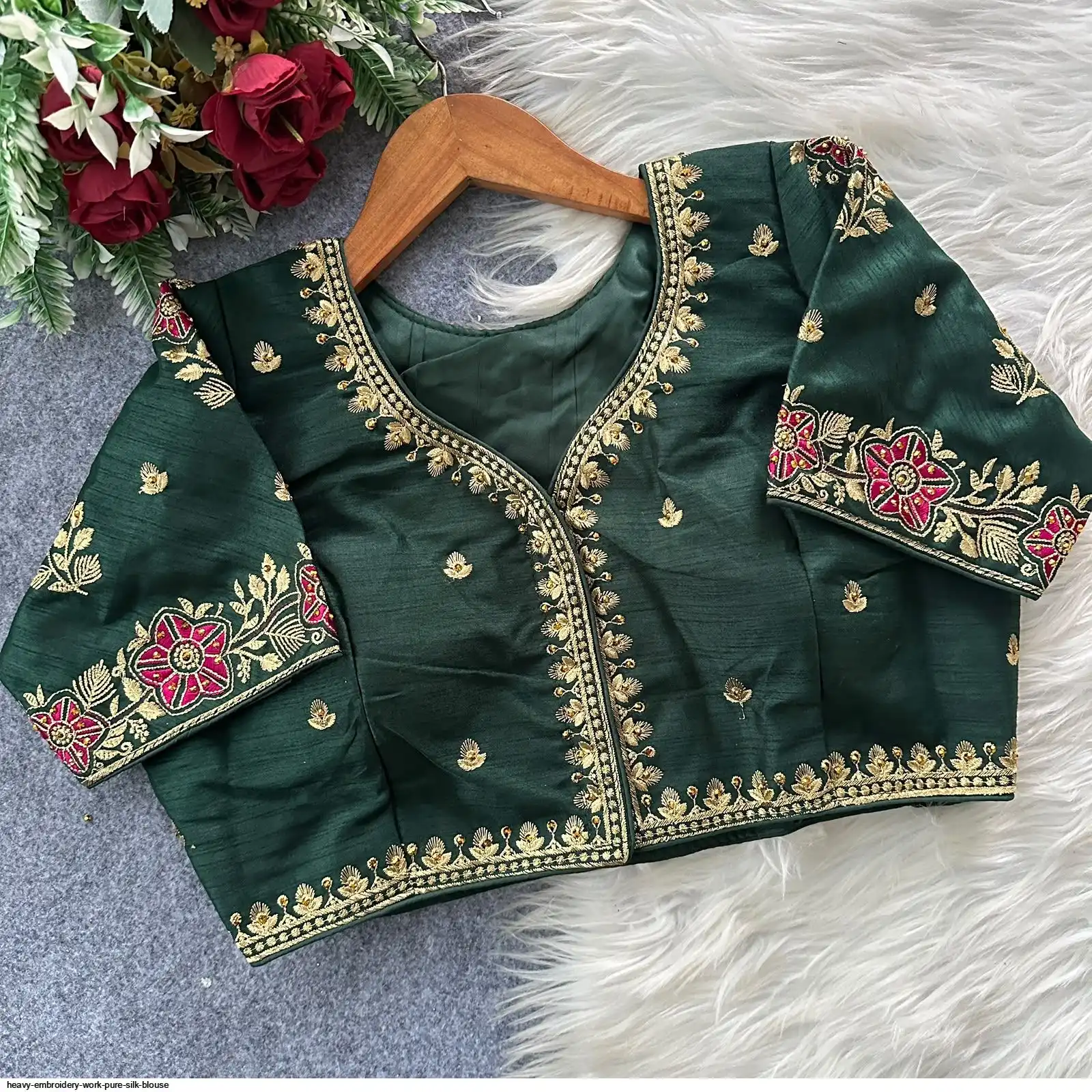 HEAVY EMBROIDERY WORK PURE SILK BLOUSE 11