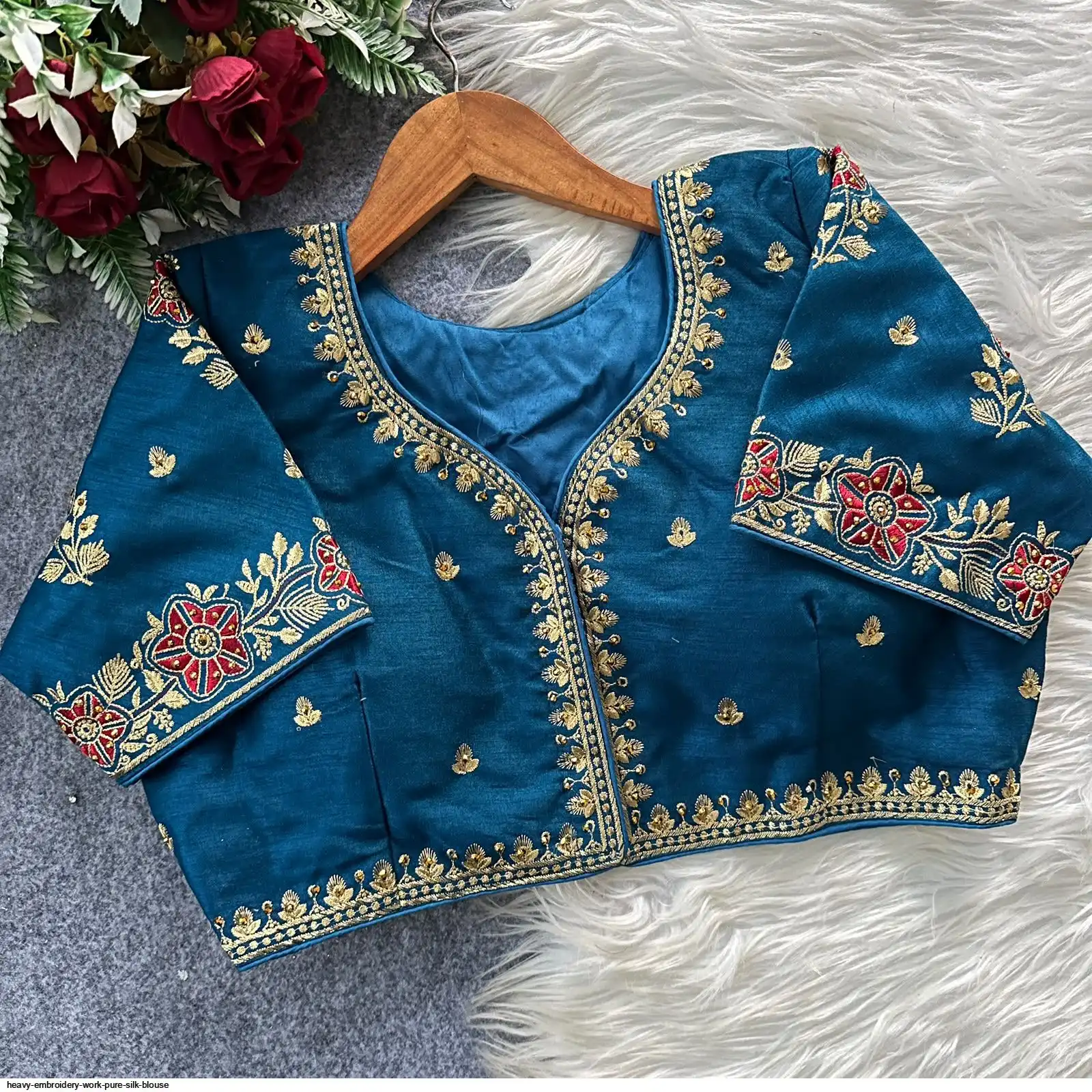 HEAVY EMBROIDERY WORK PURE SILK BLOUSE 12