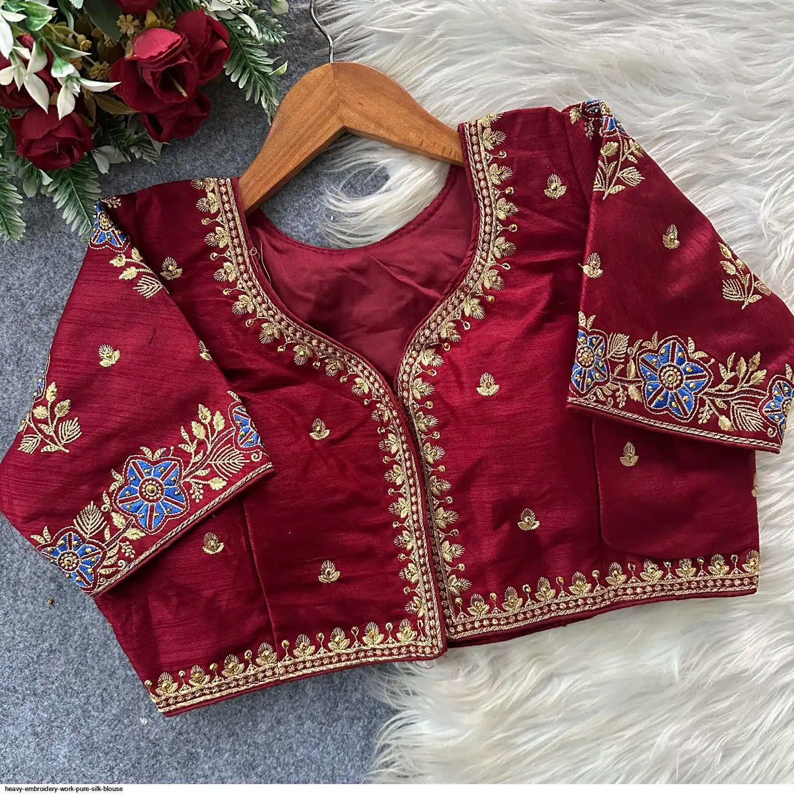 HEAVY EMBROIDERY WORK PURE SILK BLOUSE 13