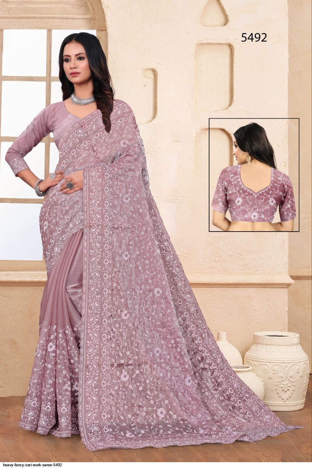 HEAVY FANCY ZARI WORK SAREE 5492