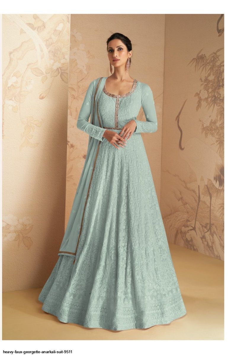 Premium Soft Georgette Anarkali Suit Set – Heavy Sequins & Zari Embroidery