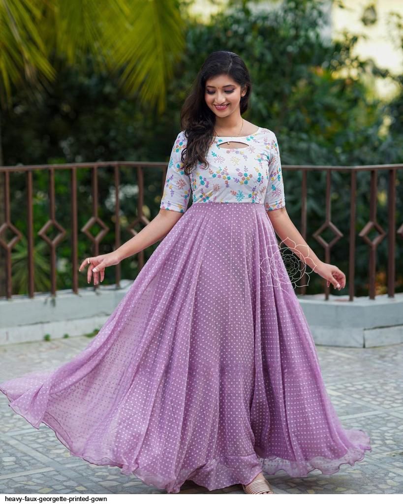 HEAVY FAUX GEORGETTE PRINTED GOWN - Main Image