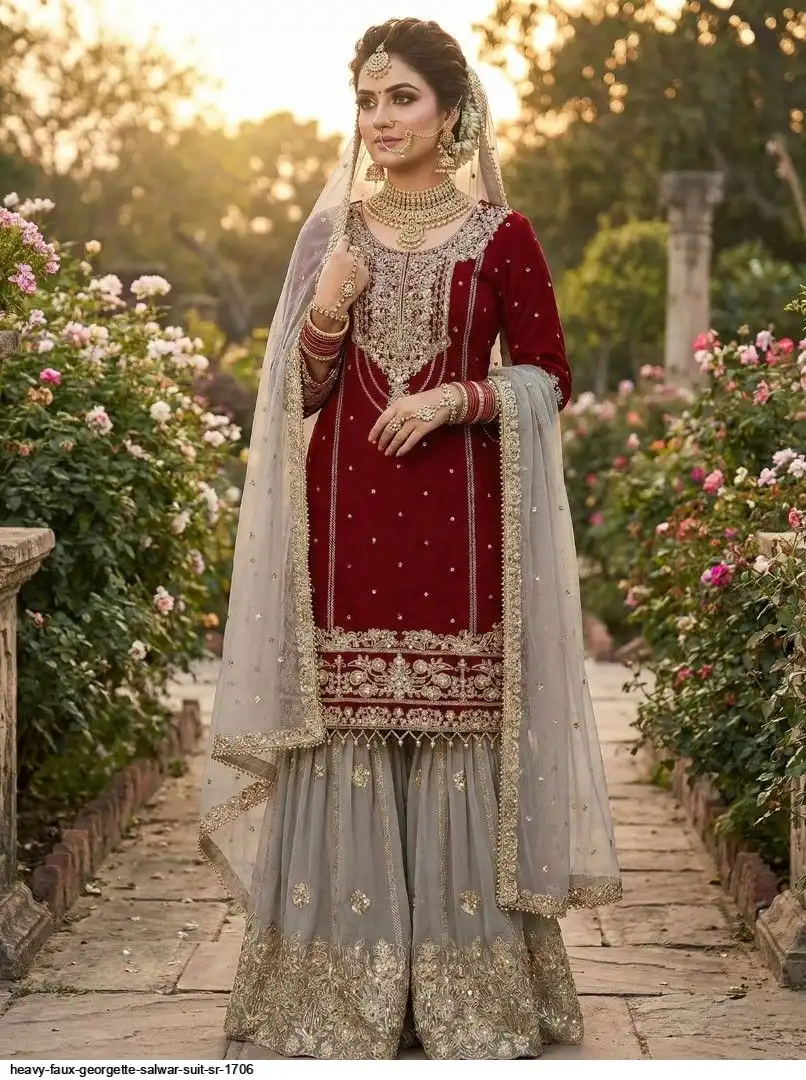 HEAVY FAUX GEORGETTE SALWAR SUIT SR 1706 A