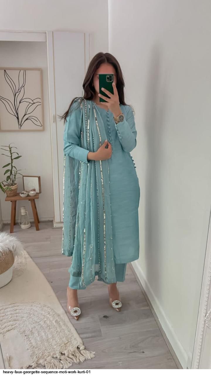 Heavy Georgette With Micro Cotton And Full Heavy Embroidery Rambo Sequence Work With Moti Work Bottom Gown