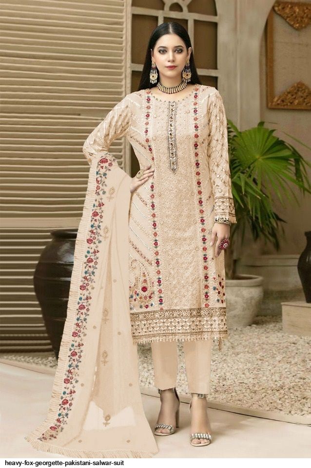 Buy White Georgette Designer Pakistani Suit Online From Wholesalez.