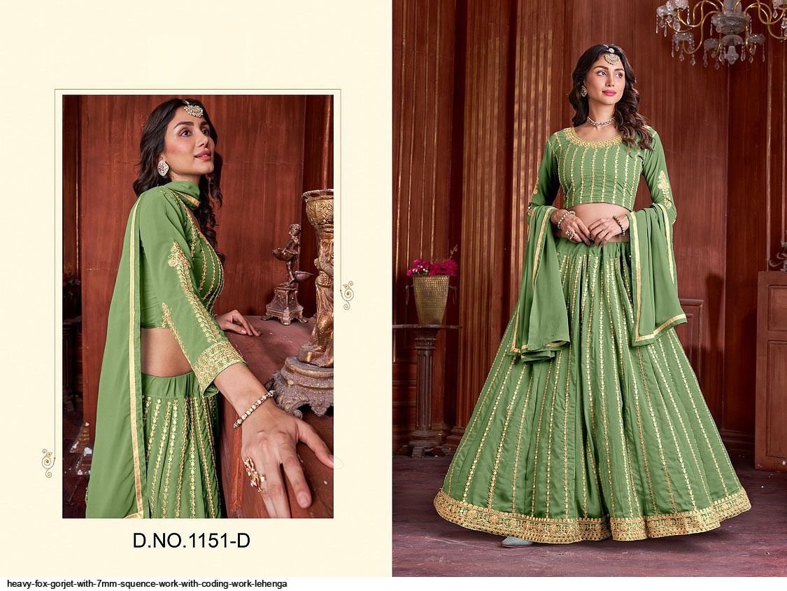 HEAVY FOX GORJET WITH 7MM SQUENCE WORK WITH CODING WORK LEHENGA D