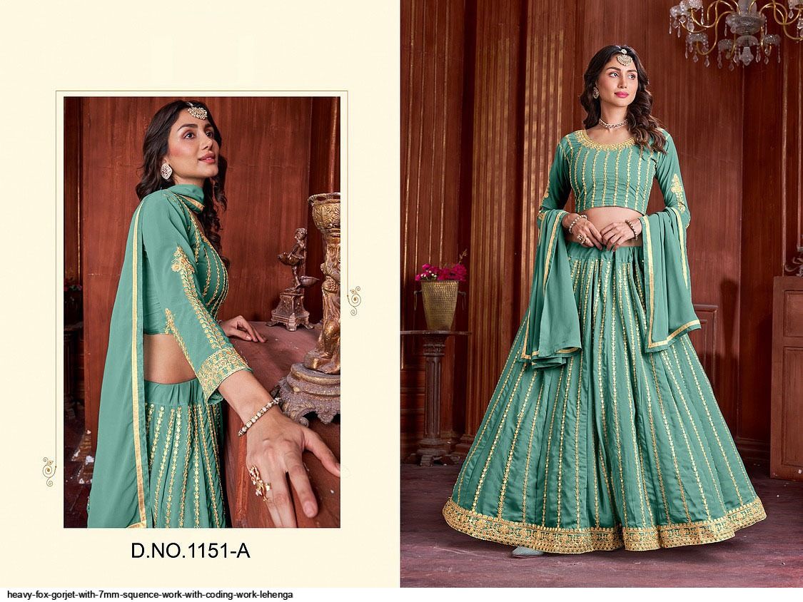 HEAVY FOX GORJET WITH 7MM SQUENCE WORK WITH CODING WORK LEHENGA B