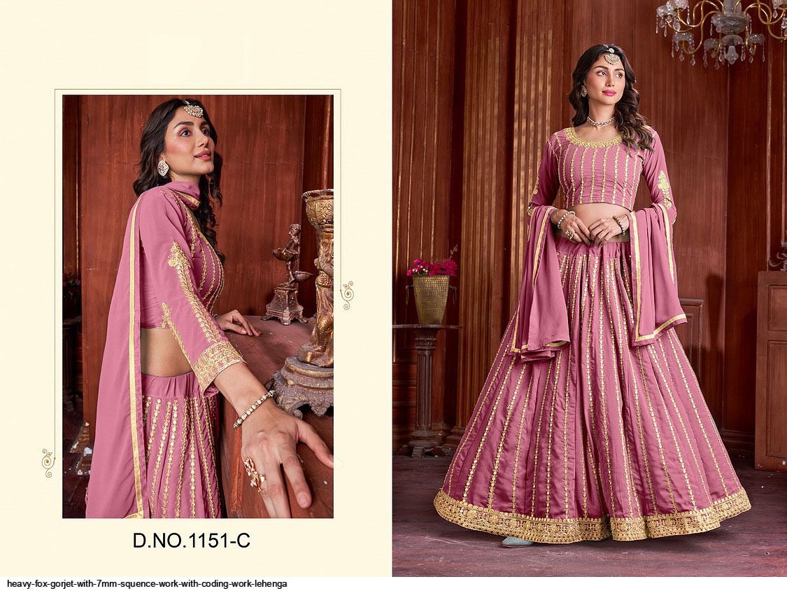 HEAVY FOX GORJET WITH 7MM SQUENCE WORK WITH CODING WORK LEHENGA C
