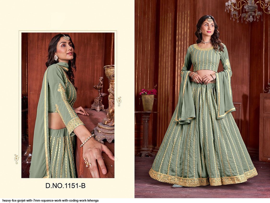 HEAVY FOX GORJET WITH 7MM SQUENCE WORK WITH CODING WORK LEHENGA A