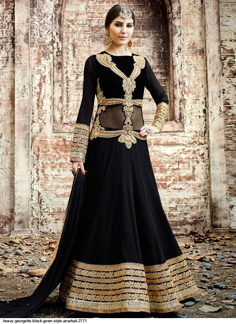 heavy Georgette black Gown Style Anarkali 2771
