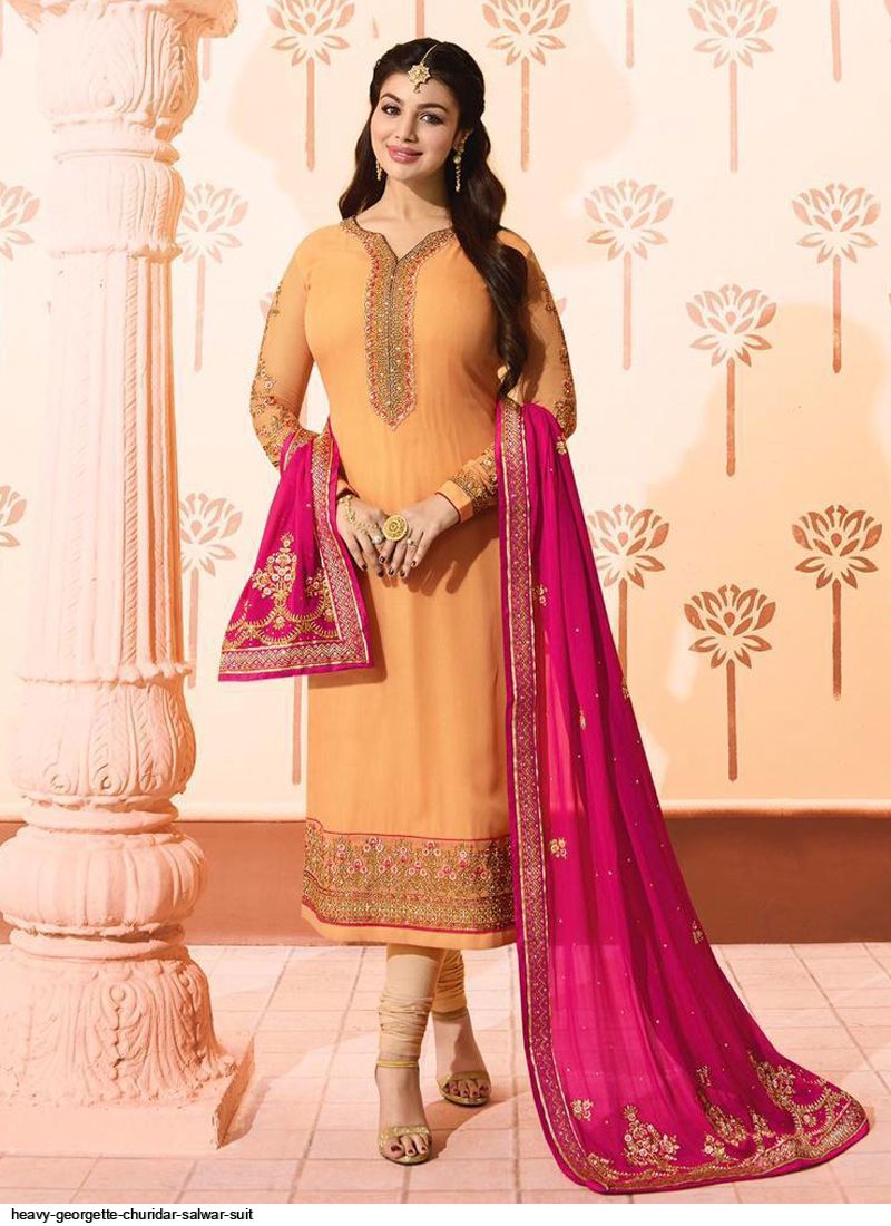 Buy Chanderi Cotton Churidar Salwar Kameez Online