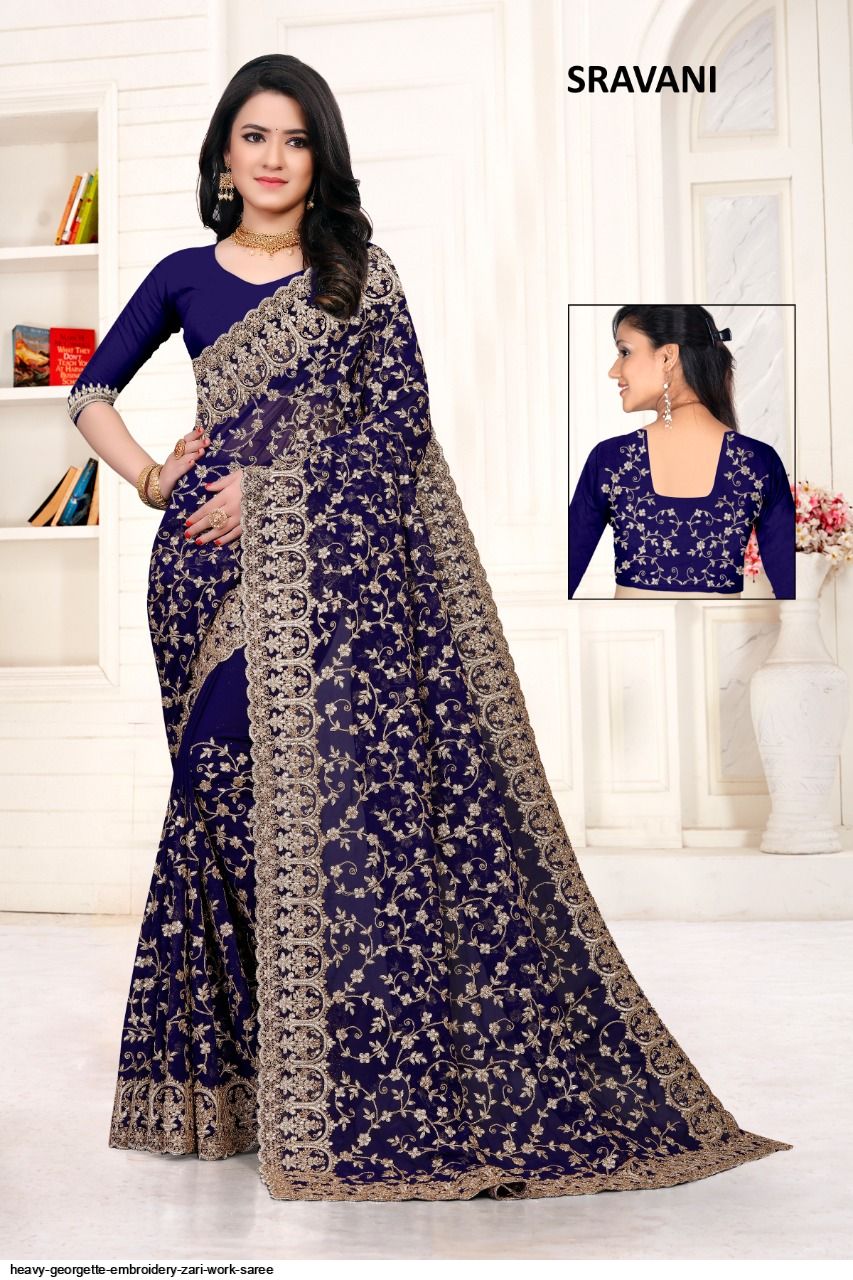 HEAVY EMBROIDERY ZARI WORK SAREE