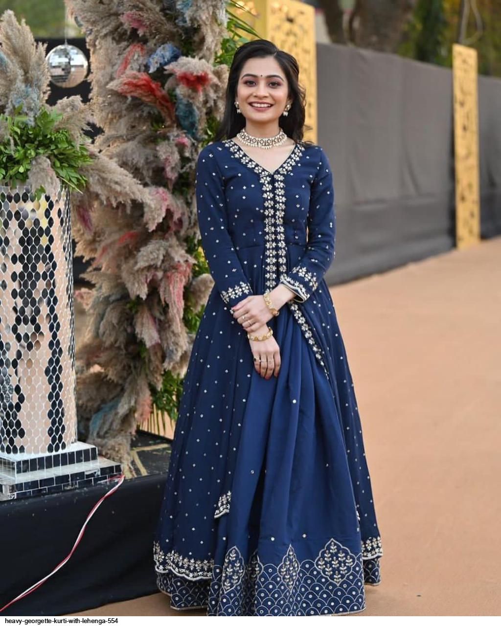 Buy Kittu's Women Navy Blue Georgette Kurti Office Formal Wear at Amazon.in