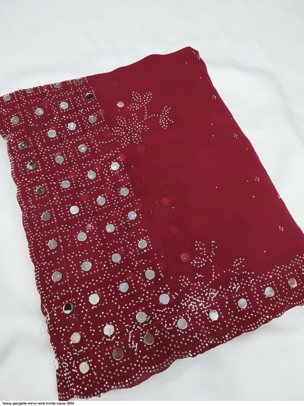 HEAVY GEORGETTE MIRROR WORK BORDER SAREE 3664 F
