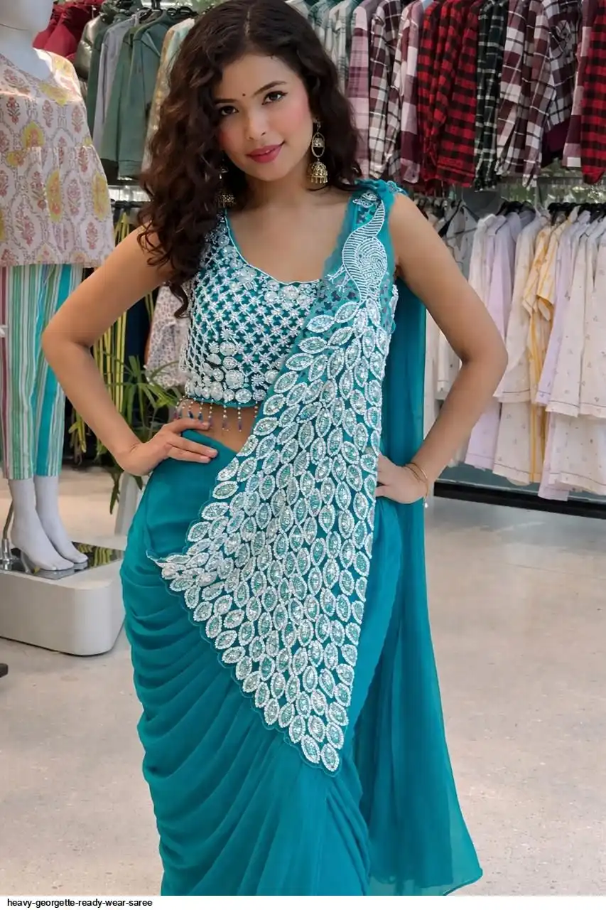 HEAVY GEORGETTE READY WEAR SAREE C
