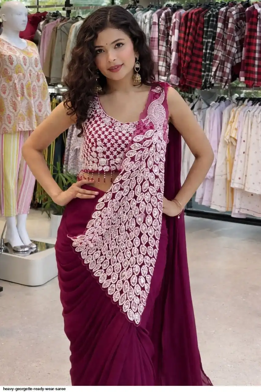 HEAVY GEORGETTE READY WEAR SAREE E