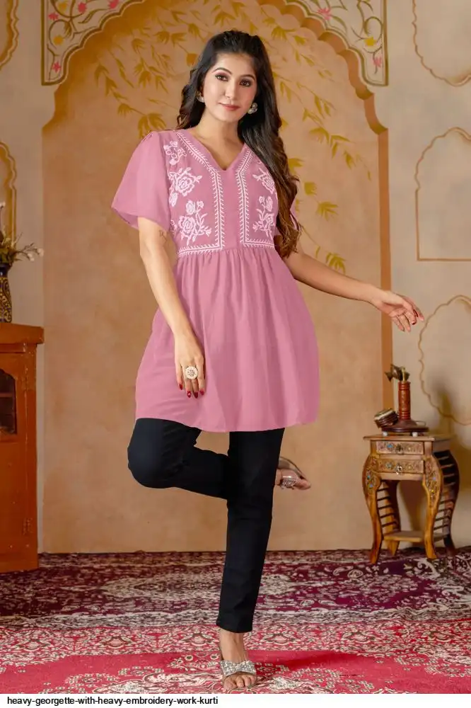 HEAVY GEORGETTE WITH HEAVY EMBROIDERY WORK KURTI 6