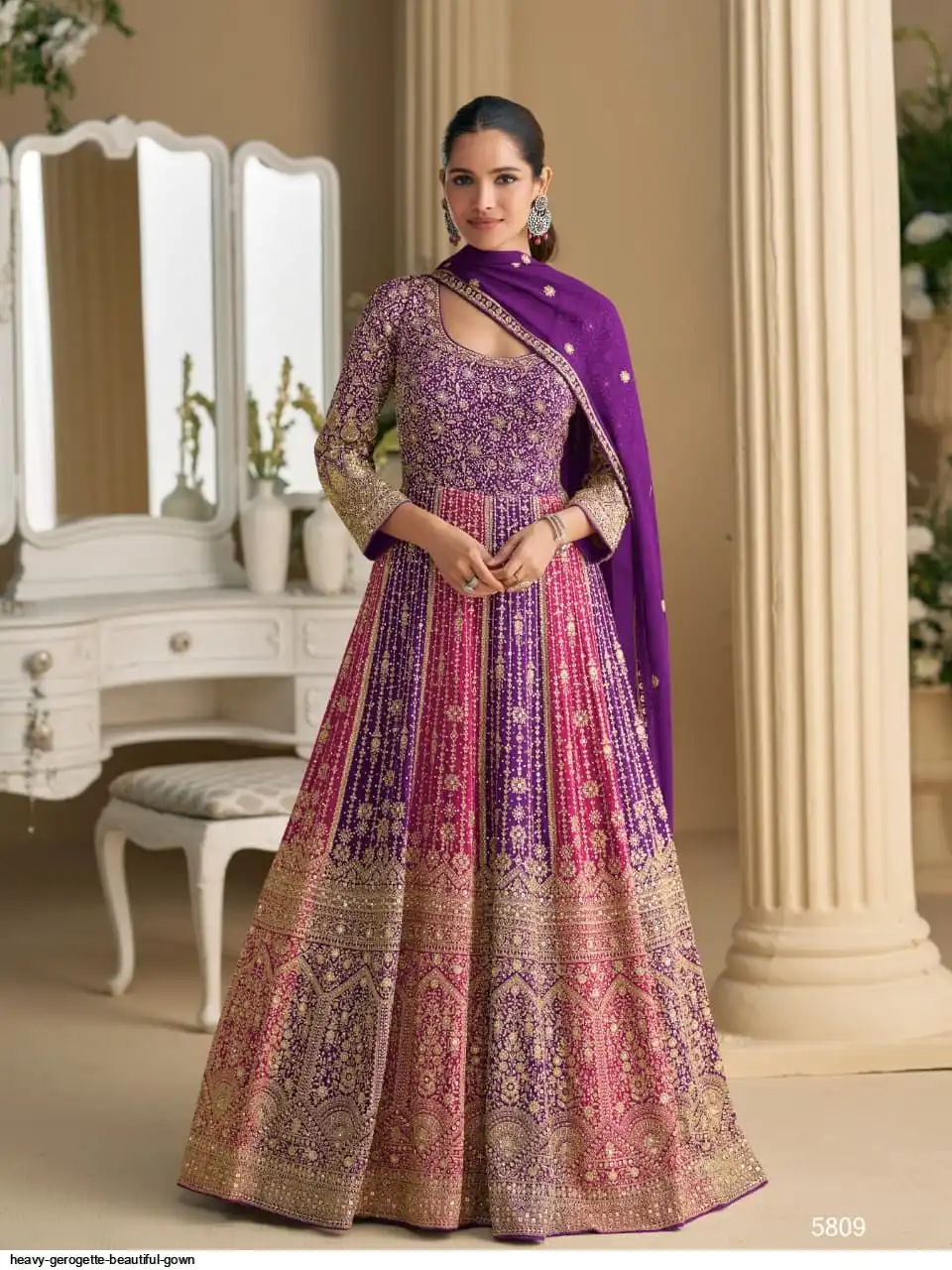 HEAVY GEROGETTE BEAUTIFUL GOWN B