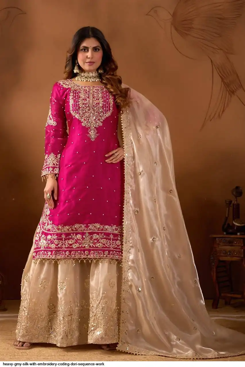 HEAVY GMY SILK WITH EMBROIDERY CODING DORI SEQUENCE WORK 5