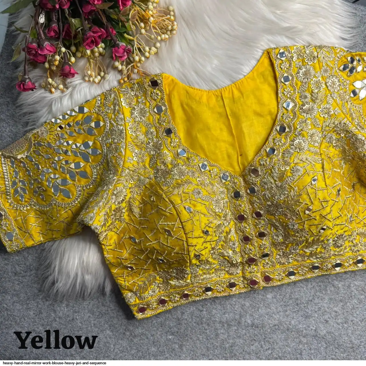 HEAVY HAND REAL MIRROR WORK BLOUSE HEAVY JARI AND SEQUENCE 11